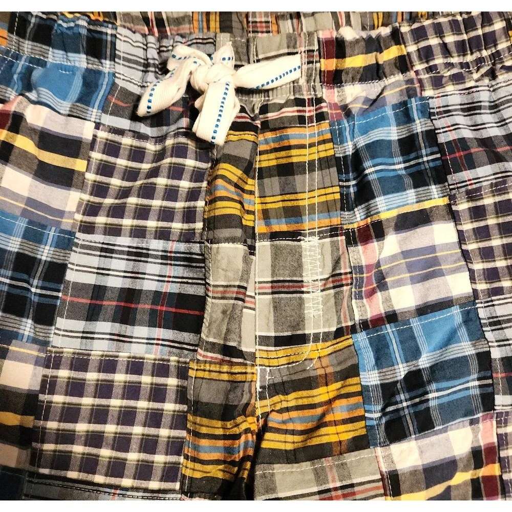 American Eagle Shorts Multi-Color Plaid Patchwork Madras Drawstring Waist Mens M